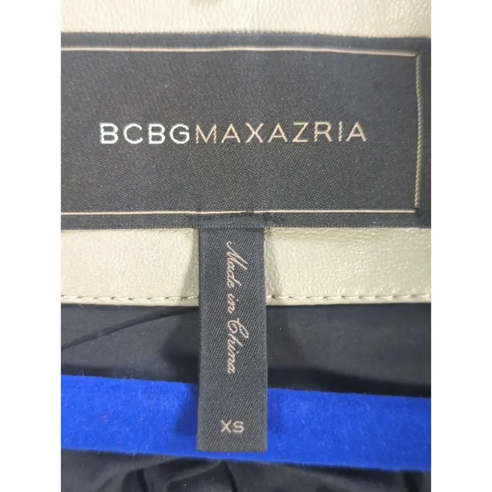 BCBGMAXAZRIA Jacket XS Black Beige Quilted Lamb Leather Moto Biker Womens
